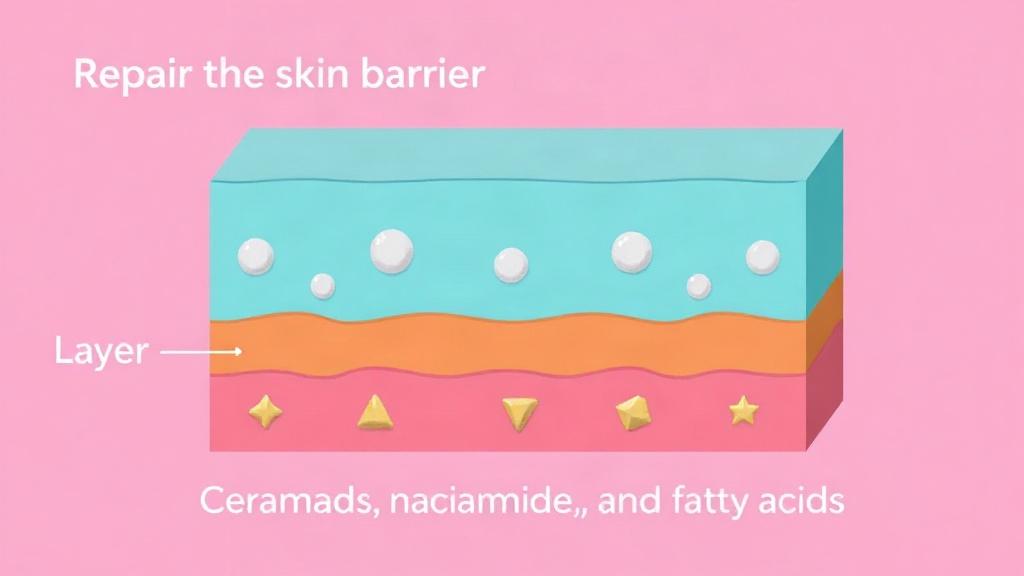 Hautbarriere reparieren – Ceramide, Niacinamide und Fettsäuren schichten
